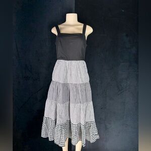 English Factory Black and White Striped Midi Dress